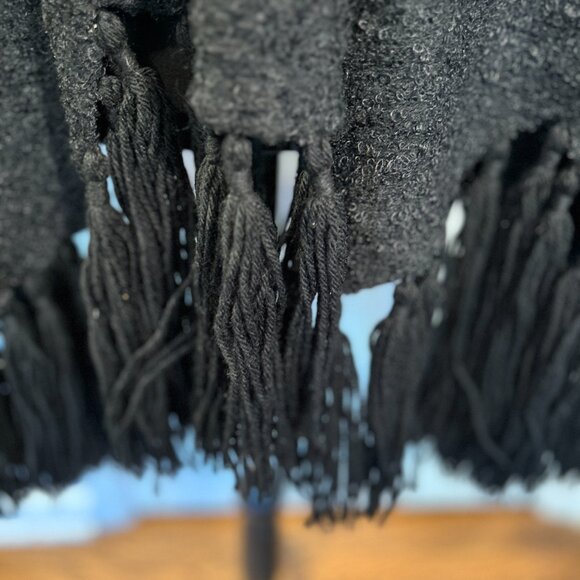 Saks Fifth Ave Black Wrap with Fringe, VINTAGE - Picture 9 of 11